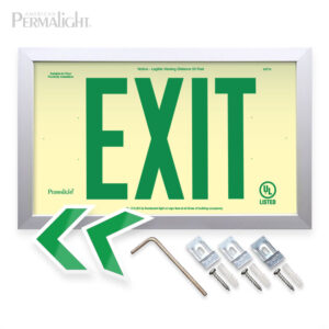 Permalight Rigid PVC Plastic EXIT Sign, With Aluminum Frame, 6-inch Lettering