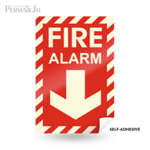 Fire Instruction Signs, Self-Adhesive, Photoluminescent Lettering/Arrow (8 in x 12 in)