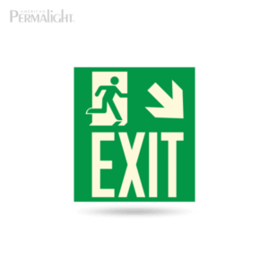Photoluminescent Combined EXIT Sign – Running Man + Direction Arrow